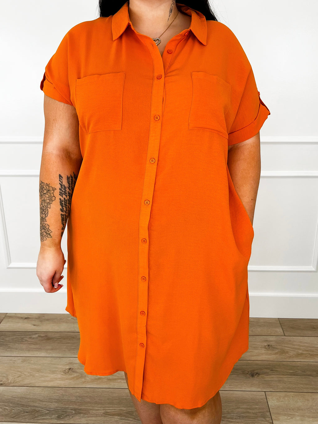 orange short sleeve dress Just Listening Lightweight Orange Button Up Dress – Avery Mae Boutique