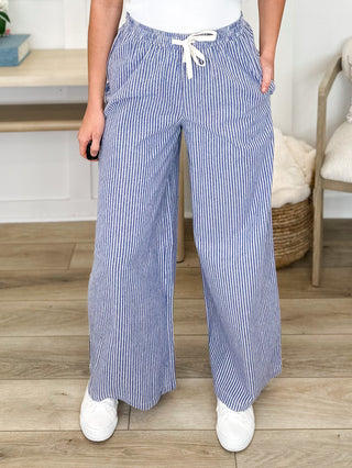 Feeling Inspired High-Rise Cotton Wide Leg Blue Avery Mae Bottoms