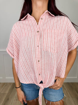 Easel Float & Flare Short Sleeve Stripped Avery Mae Mom Cropped Top - 3 colors!