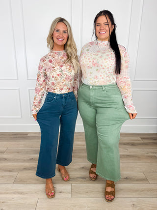 Sophisticated Trimmings Sheer Mesh Long Sleeve Ivory Avery Mae Mom Cropped Top