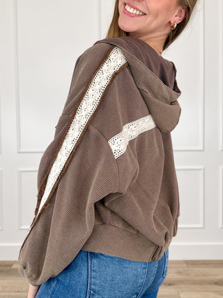 POL How Does This End Cotton Blend Long Sleeve Hooded Jacket - Multiple Colors