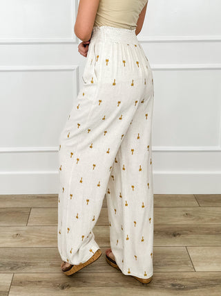 Palm Tree Breeze High-Rise Lightweight Cream Avery Mae Bottoms