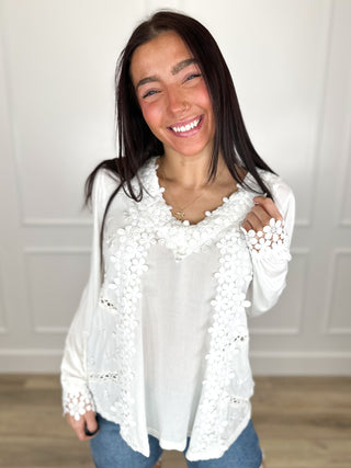 POL Noticing You Rayon Blend Long Sleeve White Top