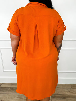 orange shirt dress Just Listening Lightweight Orange Button Up Dress – Avery Mae Boutique