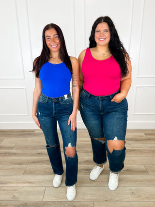 Judy Blue Janelle High-Rise Dad Jeans - Dark Wash (Distressed)