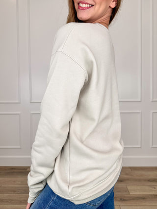 Oat long-sleeve crewneck sweatshirt, side view