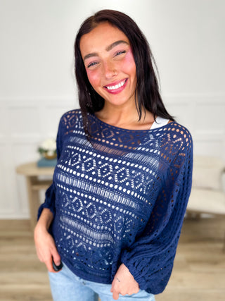 I'm Moving On Knit 3/4 Sleeve Blue Avery Mae Top