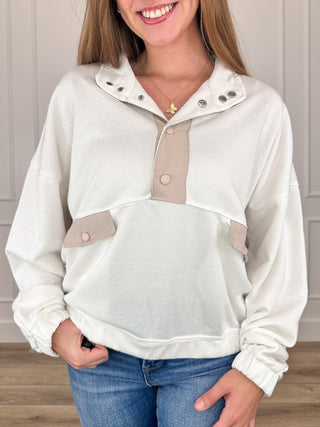 Got You in My Sights Knit Long Sleeve White Avery Mae Mom Cropped Pullover Top