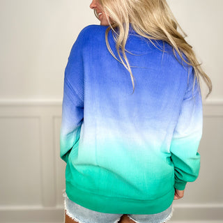 Getting Comfy Corded Cotton Long Sleeve Ombré Avery Mae Crewneck Sweatshirt - 4 colors!