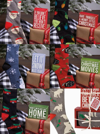 Christmas Shelf Sitter & Sock Set - 6 options!
