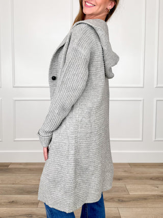 Michelle Mae Always Be There Knit Long Sleeve Grey Hooded Cardigan