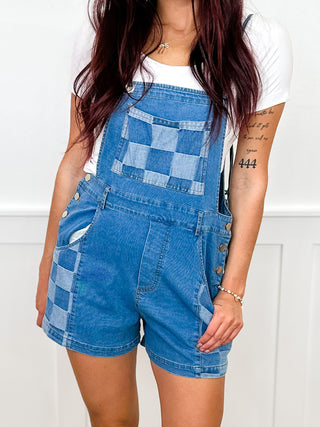 Pin-Up Pit Stop Cotton Blend Medium Wash Avery Mae Romper