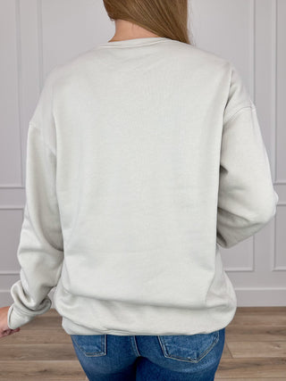 Oat crewneck sweatshirt back view with plain design
