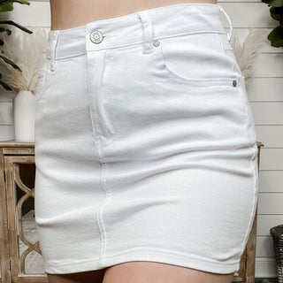 Reach For Me White Denim Skirt