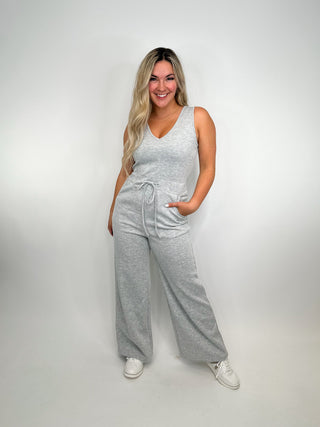 White Birch You're the Best Rayon Blend Grey Jumpsuit