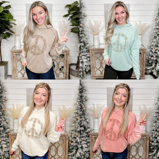 Easel Peace at Last Cotton Long Sleeve Hooded Top - 4 colors!