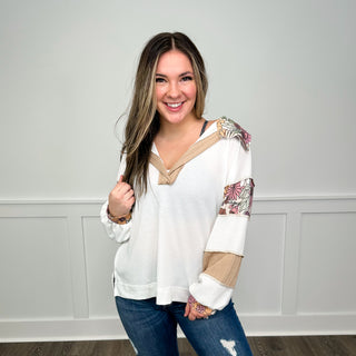 Sweet Flower Long Sleeve White Avery Mae Top