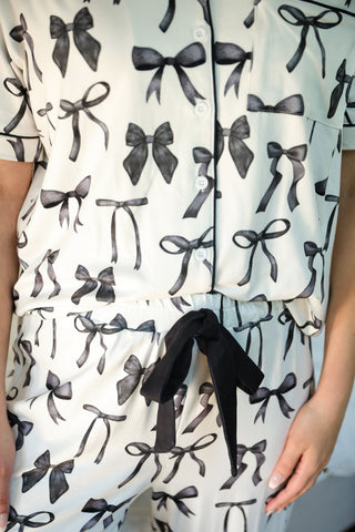 PRE-ORDERJES Midnight Bow Pant Ruffle Pajama Set