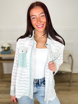 Taking Accountability Long Sleeve Mint Avery Mae Button Up Top