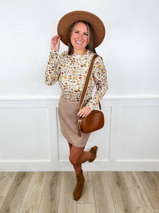 Everlasting Blooms Rayon Blend Long Sleeve Cream Avery Mae Top