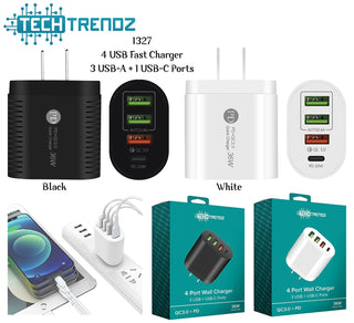 PRE-ORDER TECH 36W Hi Speed 4 USB Wall Adapter
