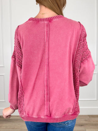 Easel This Reminds Me Cotton Long Sleeve Pink Top