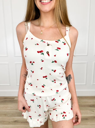 With Cherries on Top High-Rise Lightweight Cream Avery Mae Set