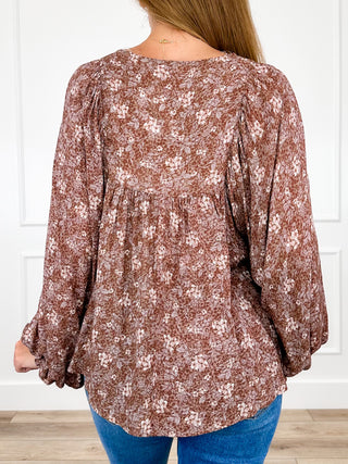 Feeling Fully Myself Rayon Long Sleeve Brown Avery Mae Top