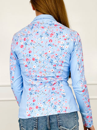 It's Meant to Be Long Sleeve Blue Avery Mae Zip Up Jacket