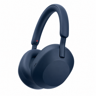 Blue wireless over-ear headphones with padded headband