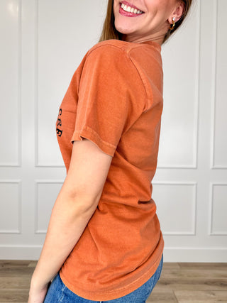 Stay Creepy Cotton Short Sleeve Orange Avery Mae Graphic Tee Shirt (Comfort Colors)