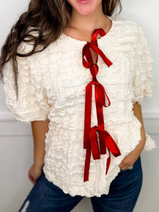 Bursting With Life Short Sleeve Cream Avery Mae Top