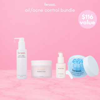 beaut. oil/acne control bundle: pump cleanser bottles and cream jar
