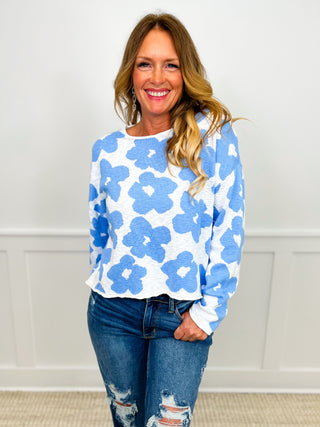 Petal Places Cotton Blend Long Sleeve White Avery Mae Mom Cropped Top