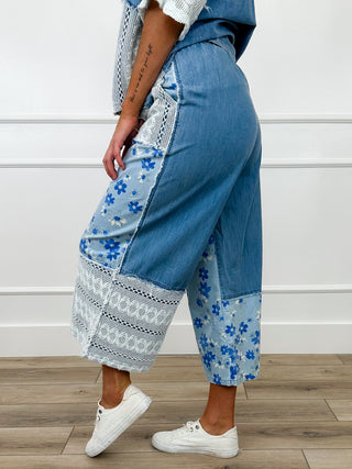 Take a Chance on Me High-Rise Cotton Wide Leg Medium Wash Denim Avery Mae Cropped Bottoms