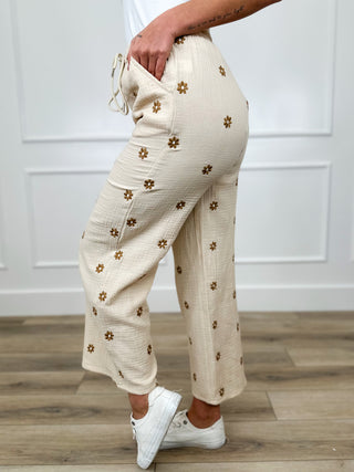 Holding Secrets High-Rise Cotton Blend Wide Leg Sand Avery Mae Bottoms