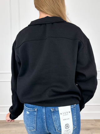 Zenana Basic Cotton Blend Long Sleeve Quarter Zip Pullover Sweatshirt - Multiple Colors