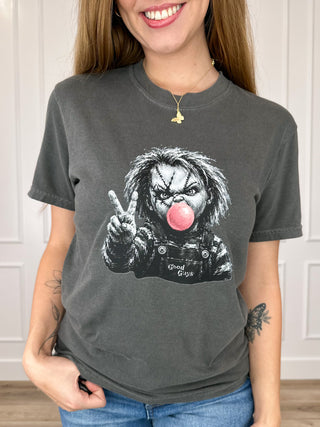 Bubble Chill & Trouble Cotton Short Sleeve Grey Avery Mae Graphic Tee Shirt - Multiple Options (Comfort Colors)