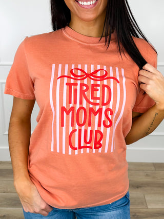 Tired Moms Club Cotton Short Sleeve Orange Avery Mae Graphic Tee Shirt (Comfort Colors)