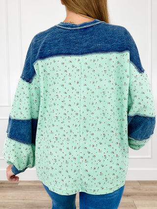 Easel The Stakes Are High Cotton Blend Long Sleeve Green Top