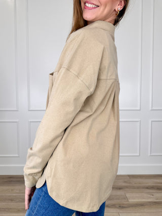 Made Up My Mind Knit Long Sleeve Avery Mae Button Up Shacket - Multiple Colors