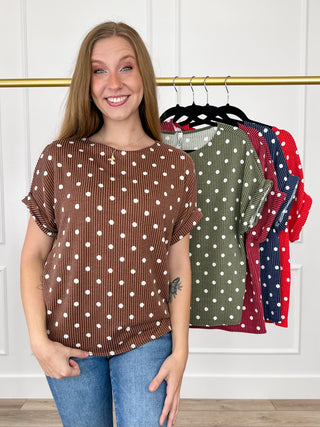 Connecting the Dots Ribbed Short Sleeve Avery Mae Top - Multiple Colors