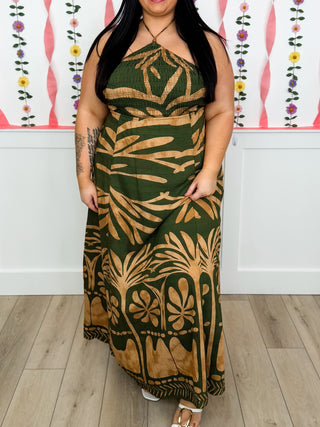 Looking Out Across the Sea Rayon Blend Green Avery Mae Dress