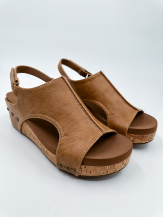 Corkys A Step Above Faux Leather Tan Wedges