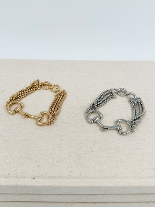 Gold and silver chain bracelets with ring clasp and short charm links