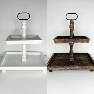 Rustically Charming Wood Tiered Tray - 2 colors!