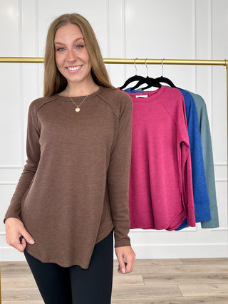 Zenana Right From the Start Knit Long Sleeve Avery Mae Top - Multiple Colors