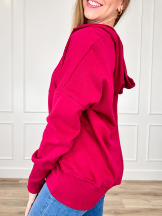Zenana I Can Make It Cotton Blend Long Sleeve Hooded Sweatshirt - Multiple Colors