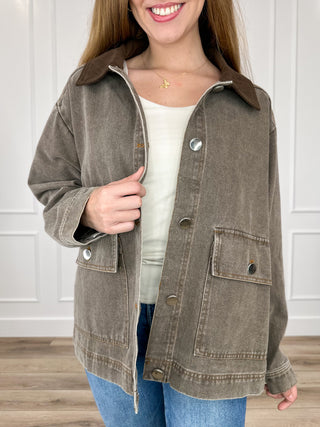Denim Dreams Cotton Blend Long Sleeve Brown Avery Mae Denim Jacket