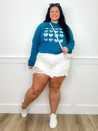 Ever After Cotton Blend Long Sleeve Blue Avery Mae Graphic Crewneck Sweatshirt